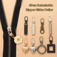 thumbnail image 2 of Tirador deslizante de cremallera desmontable, kit de reparación de cabeza de cremallera de Metal de repuesto Universal para manualidades, bolsos de equipaje, ropa, 5 piezas, 2 of 4