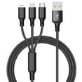 thumbnail image 2 of Data Cable 3 in 1  Anti-winding Stable Output Widely Compatible Fast Charging Nylon Braided Type-C Micro USB 8Pin Mobile Phone Charger Wire for Android for, 2 of 7
