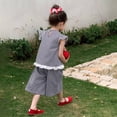 thumbnail image 4 of MIXUE Toddler Girls Outfit Sets Summer Plaid Print Crew Neck Sleeveless Vest Tops And Shorts Casual Party Cute Sportwear,Black,2-3 Years, 4 of 7