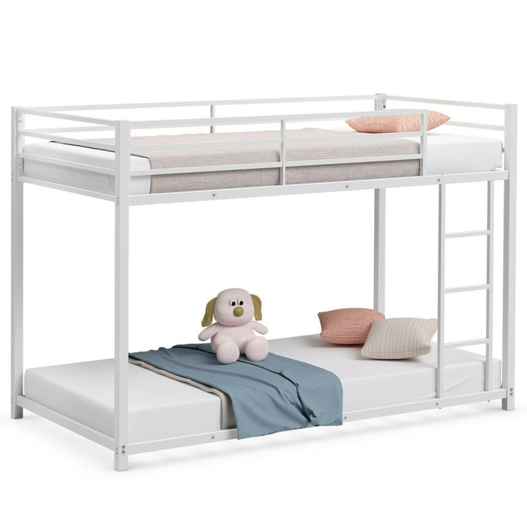Free Shipping! Gymax Twin Over Twin Bunk Bed Frame with Guard