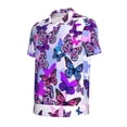 thumbnail image 2 of Balery Flying Butterflies Printed Men’s Short Sleeve Polo Shirt, Midweight Men's Shirt,Golf Polo shirts -Large, 2 of 9
