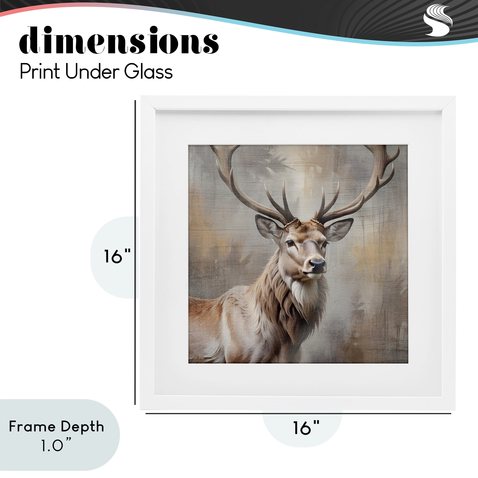Stupell Industries Rustic Stag with Majestic Glance White Framed Print Under Glass, design by Susan Arnot