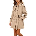 thumbnail image 2 of DJDLJWCJ Teen Girls Trench Coat (1-12) Double Breasted Mid-Length Cotton Spring Fall Casual Outerwear with Pockets Khaki Size 14, 2 of 9