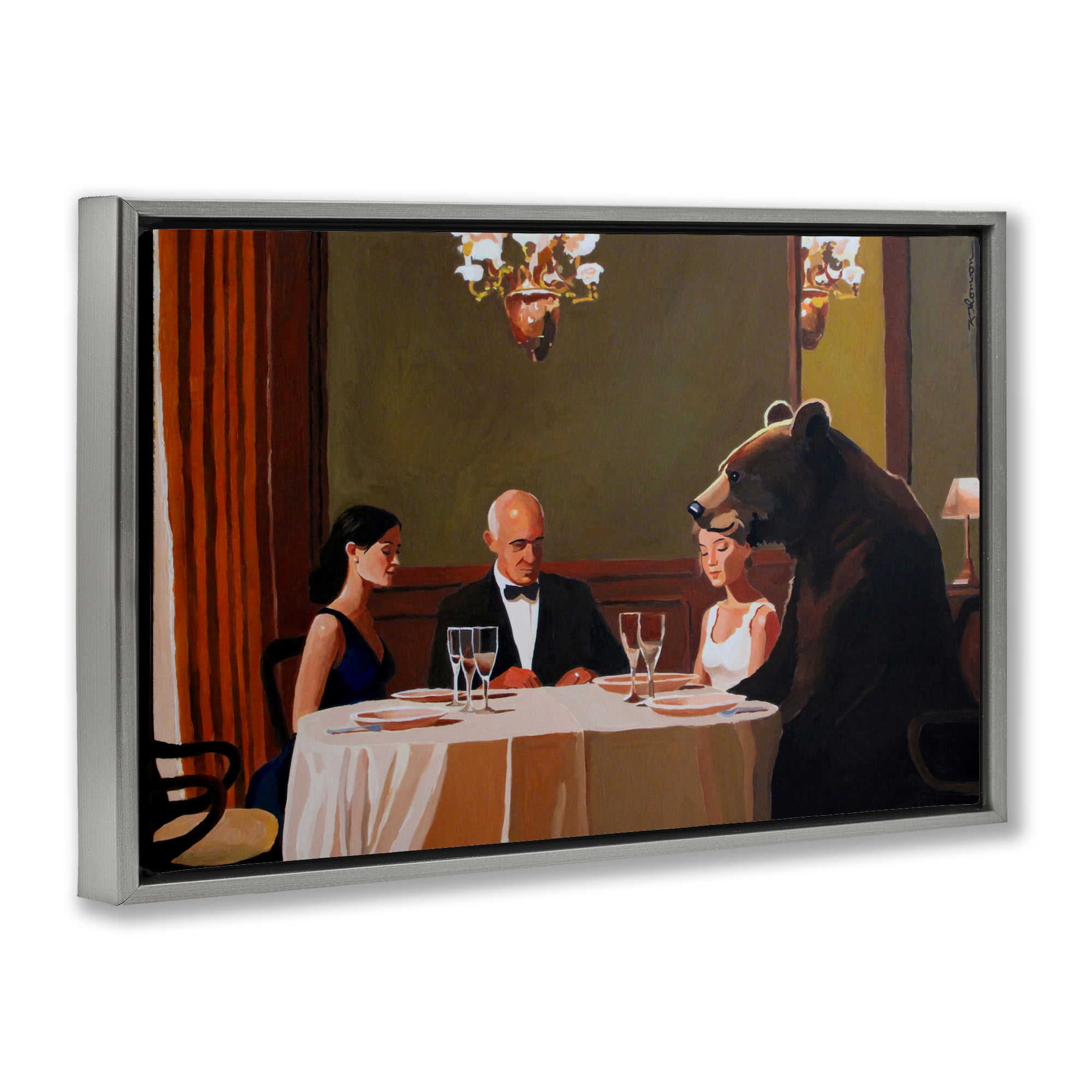 Dinner Guests & Steve Gray Framed Floater Canvas Wall Art, design by Keith Thomson