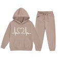 thumbnail image 3 of STETMN Kids Casual Two Piece Set Heart Print Hoodie with Baggy Jogger Pants Matching Sweatsuit Outfit 2-14Y, 3 of 5