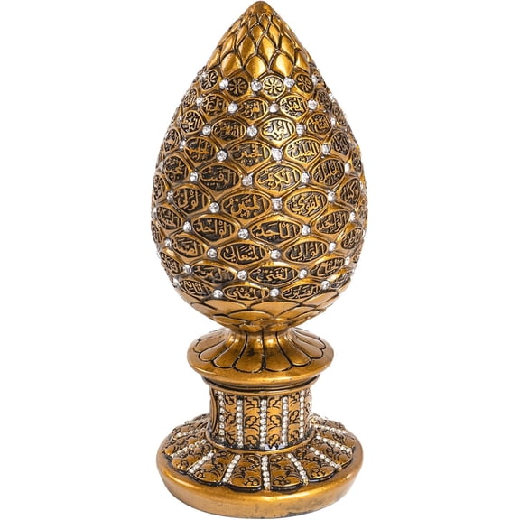 99 Names of Allah Ramadan Decorations for Home 2026, 7.5" H Gold Resin Lotus Flower Statue, Eid Mubarak Islamic Table Centerpieces Shelf Prayer Corner Desk Decor, Muslim Housewarming Gift