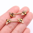 thumbnail image 3 of A Pair of Golden Adorable Bumble Bee Sparkle Nipple Barbell, 3 of 4