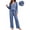 A-Blue, variant on UVN Fall Womens Pajama Set 2 Piece Long Sleeve V Neck Top and Wide Leg Pant Ladies Soft Matching Lounge Set with Pockets