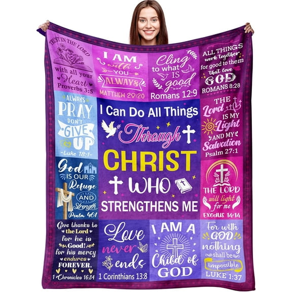 Christian Gifts for Women Inspirational Religious Blanket Bible Verse Prayer Flannel Throw Blanket Catholic Spiritual Faith Ultra Soft Healing Blanket 50"X 40"