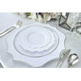 thumbnail image 5 of " OCCASIONS " 150 Piece set (25 Guests)-Wedding Plastic Plates & cutlery -Disposable heavyweight Dinnerware 10.5'', 8'' + Silverware w/double fork (Imperial in White & Silver Rim), 5 of 9