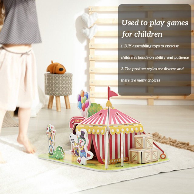 3D Paper Assembly Toy Children Architecture Building 1 4 3 Paper Model Kids Early Education Assembly House Toy Type 4