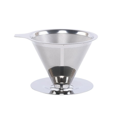 

Reusable Coffee Filter Cone Shape Dual Layer Coffee Filter Mesh Basket With Base 125mm