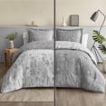 thumbnail image 3 of Juego de edredón Bedsure tamaño king gris con estampado floral, 3 unidades, 3 of 8