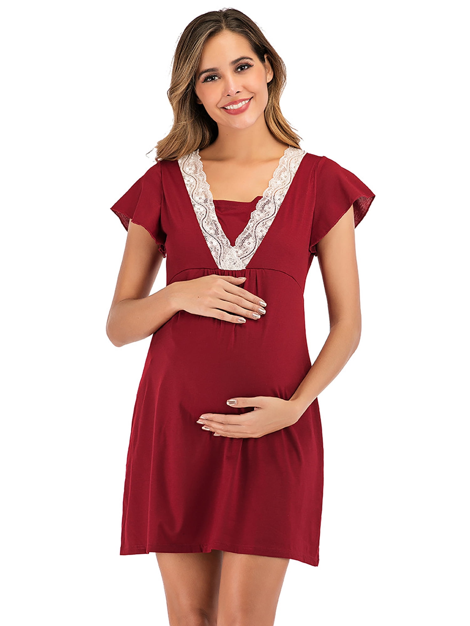 Selfieee - Selfieee Women's Plus Size Maternity Dress Nursing Nightgown ...