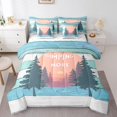 thumbnail image 1 of Ensemble Douillette 7 Pcs Happy Camping pour Roulotte, Accessoires pour Roulotte Format Simple Ensembles de Douillette Lit en Sac Décor de Ferme en Bois (1 Douillette, 1 Drap Plat, 1 Drap-Housse, 2 Taies d'Oreiller, 2 Housses de Coussin Décoratif), 1 of 5