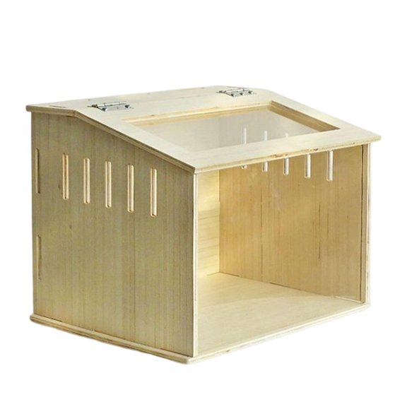 EHJRE Wood Hamster Cage Feeding Box Hideaway Openable Top with Window Mice and Rat Habitat Chick Brooder Box for Chick Mice Gerbils 40cmx30cmx30cm