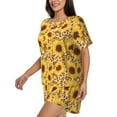 thumbnail image 2 of Haiem Abstract Leopard Print Sunflower Pattern Pajama Set for Women 2 Piece Lounge Set Short Sleeve Tops and Shorts Soft Sleepwear-3X-Large, 2 of 7