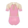 thumbnail image 4 of YiZYiF Kids Girls Short Sleeve Gymnastics Leotard Athletic Dance Bodysuit Sparkle Rhinestones Pink 8, 4 of 6