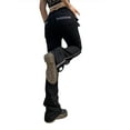 thumbnail image 5 of KOMOO Women Gothic Cargo Pants Loose Low Waist Trousers Wide Leg Baggy Jeans Harajuku Streetwear Punk, 5 of 7