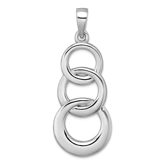 13.8mm 925 Sterling Silver Rhodium Plated Polished 3 Circle Pendant Necklace Pendant for Women