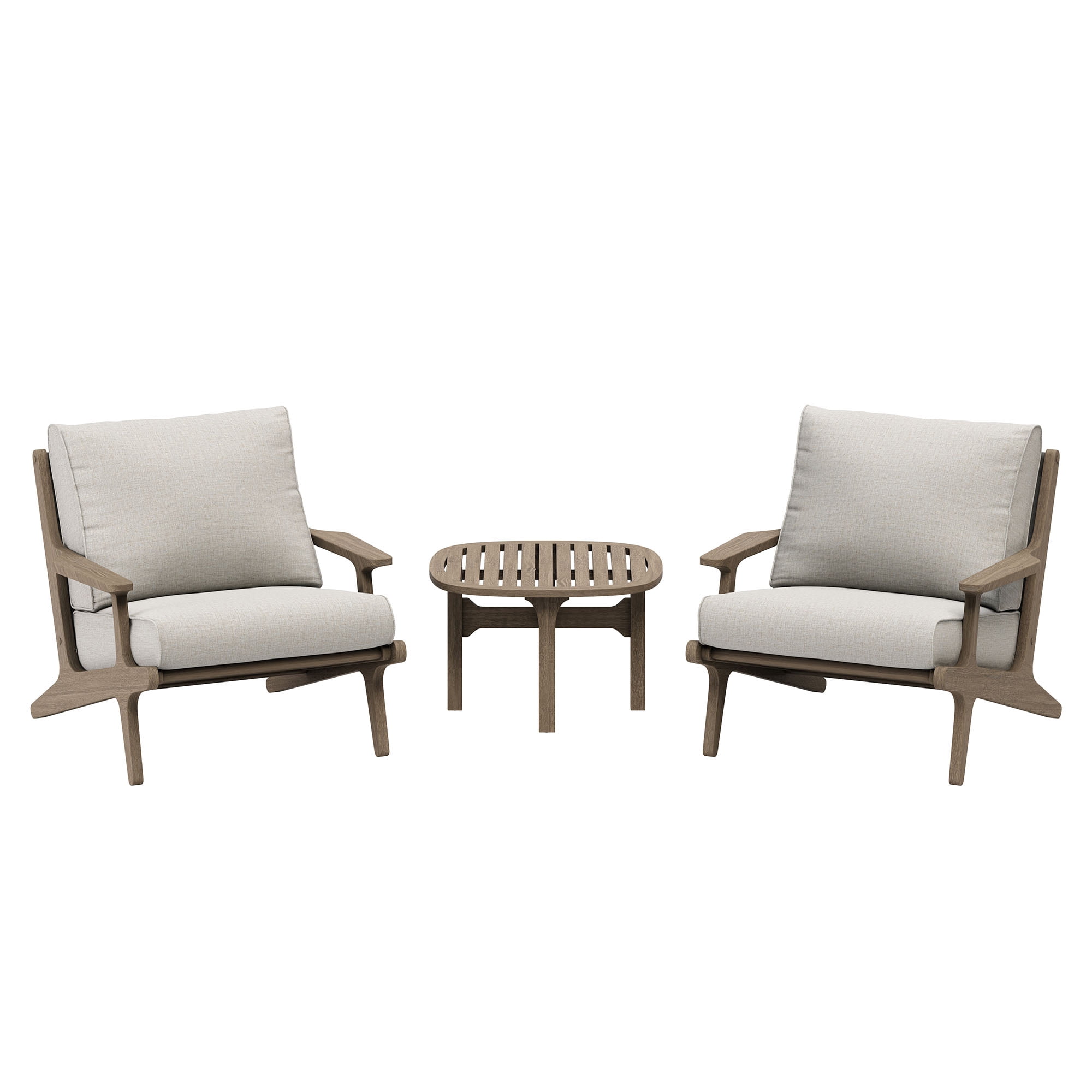 Modway Saratoga 3-PC Patio Teak Wood Furniture Set with Lounge Chairs/Side Table