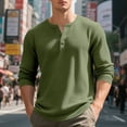 thumbnail image 2 of Homeyce Long Sleeve Henley Shirts for Men Solid Color with Button Shirts Classic Vintage Stand Collar T Shirts Jersey Baseball Pullover Tees Tops,Deep Green 3XL, 2 of 6