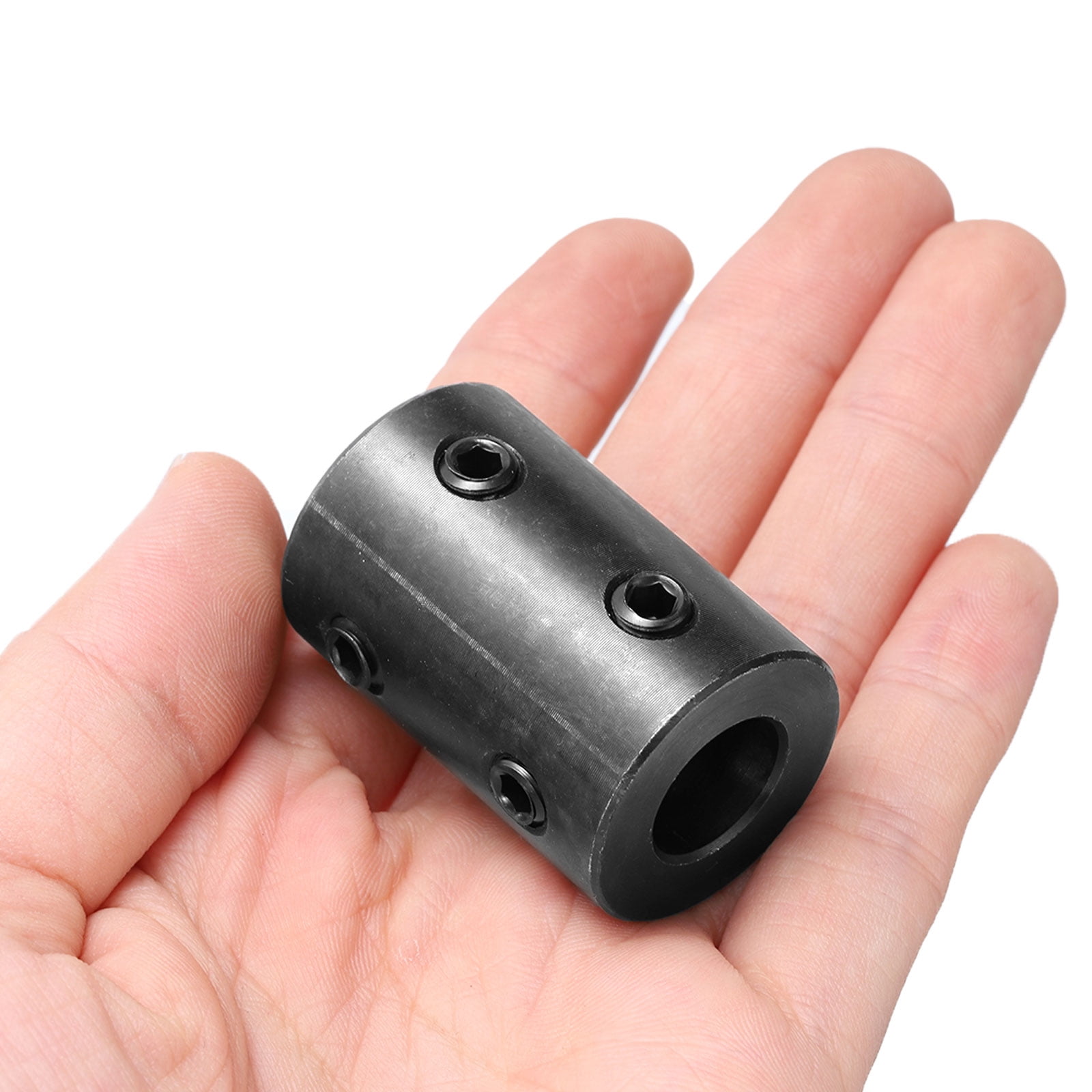 Uxcell 2 pack Shaft Coupling 1/2" Bore, 1" OD, 1-1/2" Length, Black Oxide Plated Steel Rigid Coupling, (4 Set Screws)