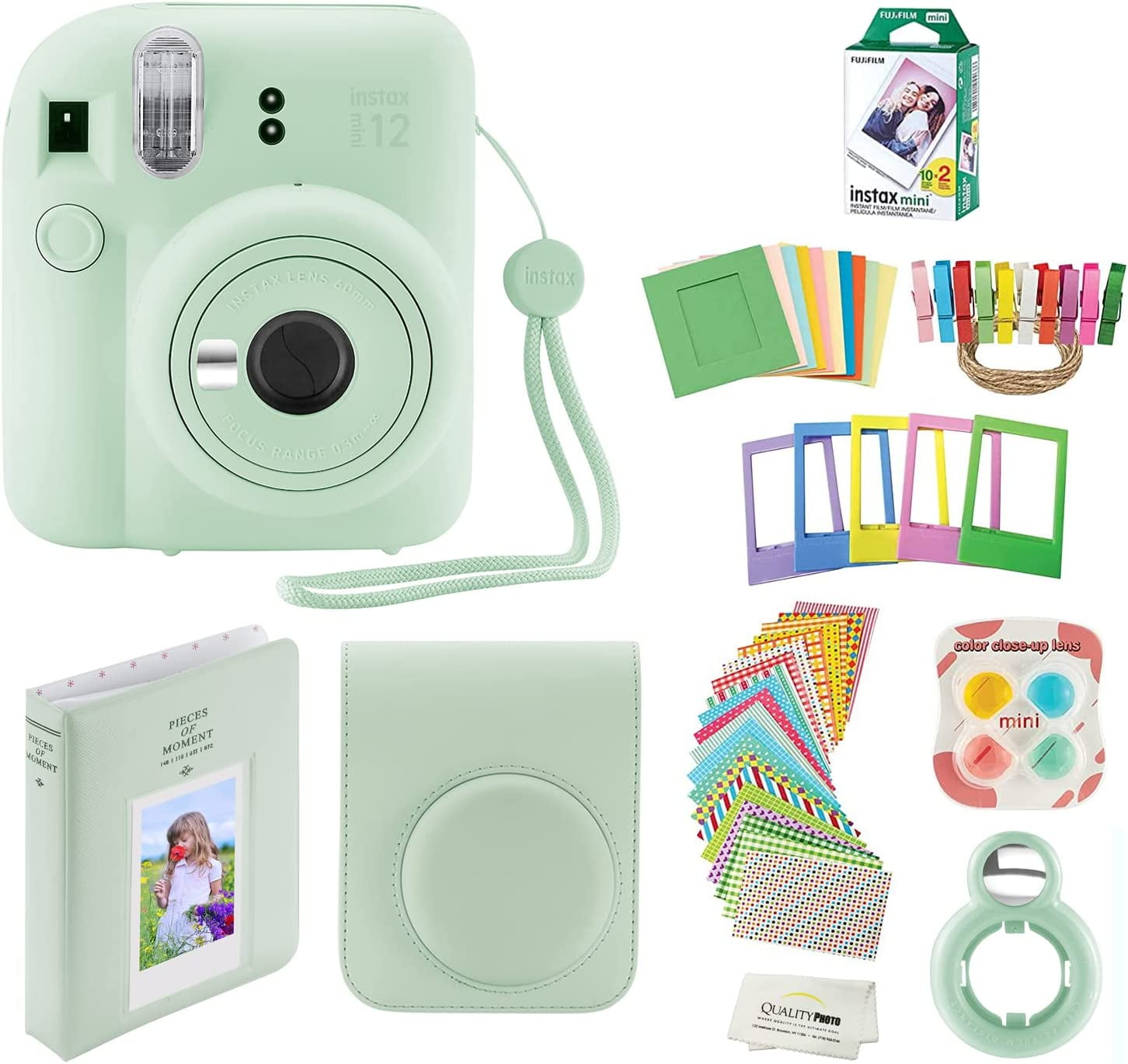 Fujifilm Instax Mini 12 Instant Camera with Case, 20 Fuji Films, Decoration  Stickers, Frames, Photo Album and More Accessory kit (Pastel Blue) -  