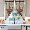 thumbnail image 2 of Texas Star Vintage Swag Curtains Brown Beige Wooden Retro Art Swag Valances for Kitchen Windows, Window Treatment Topper Curtains for Living Room Bedroom Bathroom, 36" W x 36" L, 2 of 9