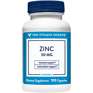 Zinc 50mg  Supports Healthy Immune Function  Eye Health, Highly Absorbable, Antioxidant Supplement  Daily Serving, Gluten  Dairy Free (100 Capsules) by The Vitamin Shoppe