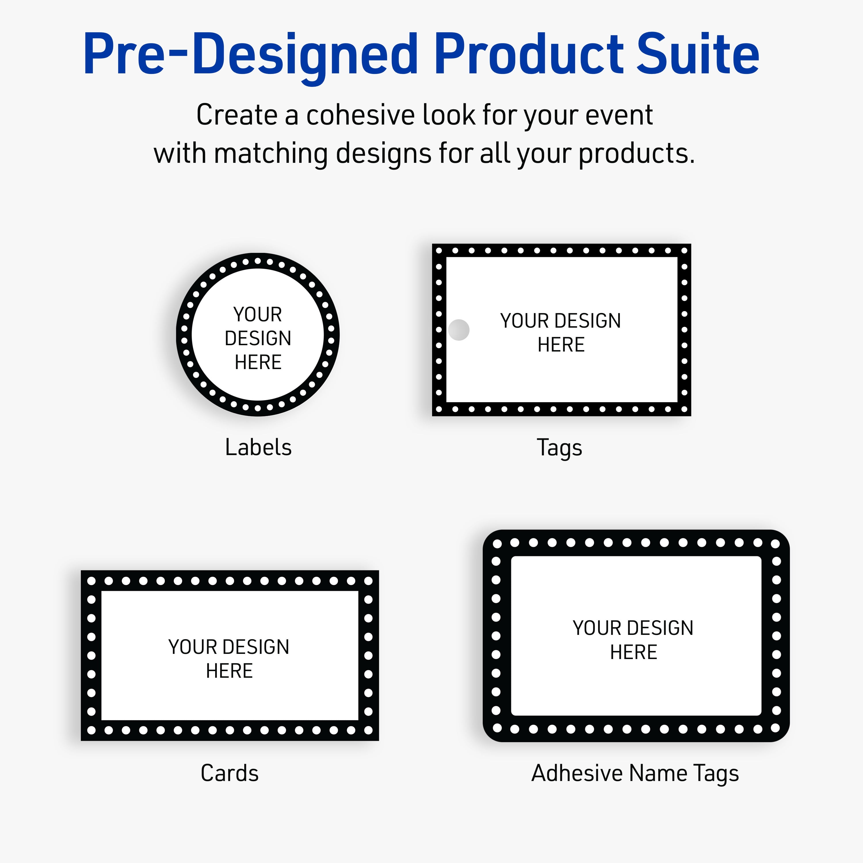 Avery Adhesive Name Tags, Matte White, Black & White Dots