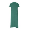 thumbnail image 5 of Breezora Women's V Neck Short Sleeve Linen Maxi Dress with Back Zipper Comfortable Summer Beach Dress L Size Blackish Green, 5 of 5