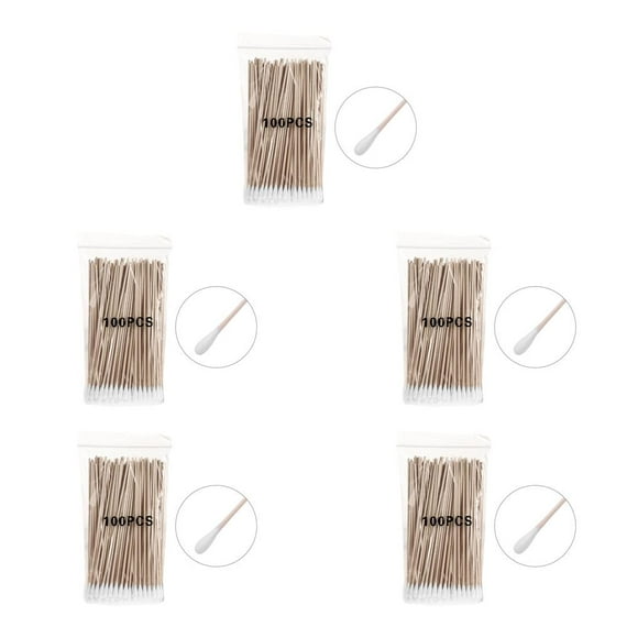 Transemion Pack of 100 Cotton Tips Convenience Cosmetic Swabs Compact Size Makeup Tool 5Set