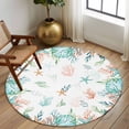 thumbnail image 2 of Round Rug 5Ft Washable Non-Slip, Beach Coastal Circle Area Rugs for Living Room Bedroom, Summer Coral Starfish Nautical Ocean Indoor Floor Mats Carpet Runner for Home Decor Aesthetic, 2 of 8