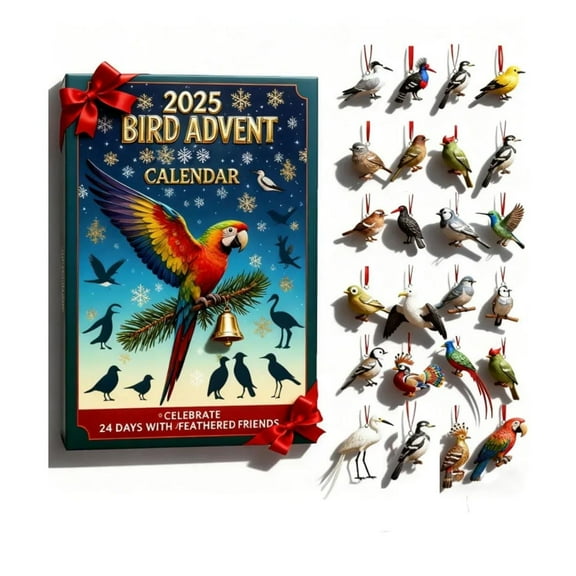 Bird Advent Calendar 2025, 24 Days Christmas Countdown, Ornament Advent Calendarchristmas Bird Advent Calendar, Acrylic 2D Hanging Decorations For Christmas Tree, Holiday Gift For Families