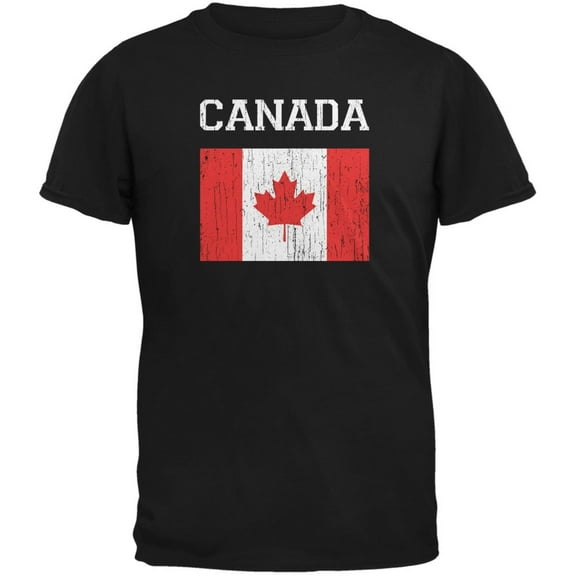 World Cup Distressed Flag Canada Black Youth T-Shirt - Youth Medium