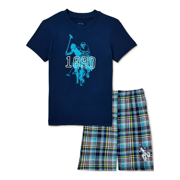 U.S. Polo Assn. Boys Short Sleeve and Shorts Pajama Set, 2-Piece, Sizes 4-18