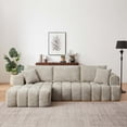 thumbnail image 3 of Lovableguy L-Shape Oversized Sectional Sofa,Chenille Modular Cloud Couch Sectional with Left Chaise Lounge,No Assembly,Upholstered Floor Sofa for Living Room Bedroom,khaki, 3 of 9