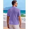 thumbnail image 3 of COOFANDY Men's Short Sleeve Knit Polo Shirt Vintage Button Down Casual Summer Polo Beach Tops, 3 of 6