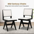 thumbnail image 4 of Costway Mid Century Modern Dining Chairs Set of 4 Faux Sherpa Upholstered Dinner Chairs, 4 of 8