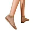thumbnail image 4 of Luxtrada Comfortable Mesh Flats for Women Fishnet Sandals Low Heel Slip on Rhinestone Shoes (Gold,US 10-11), 4 of 9