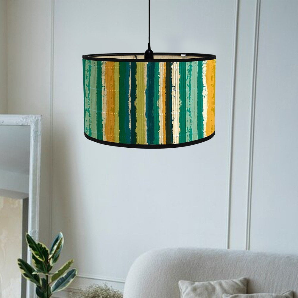 Drum Lamp Shade E27 Vintage Lampshade Stripe Pattern Chandelier Lamp Cover Replaceable Light Accessories for Pendant Floor Table Lamp Home Decor