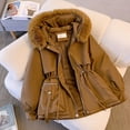 thumbnail image 2 of Chaqueta de algodón desplumada, ropa de trabajo que se ajusta a la cintura, chaqueta de algodón de plumón, chaqueta de algodón gruesa y cálida para talla pequeña, 2 of 6