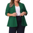 thumbnail image 2 of DARING DIVA Women's Plus Blazer Business Open Front Work Office Jacket 3X Dark Green, 2 of 6