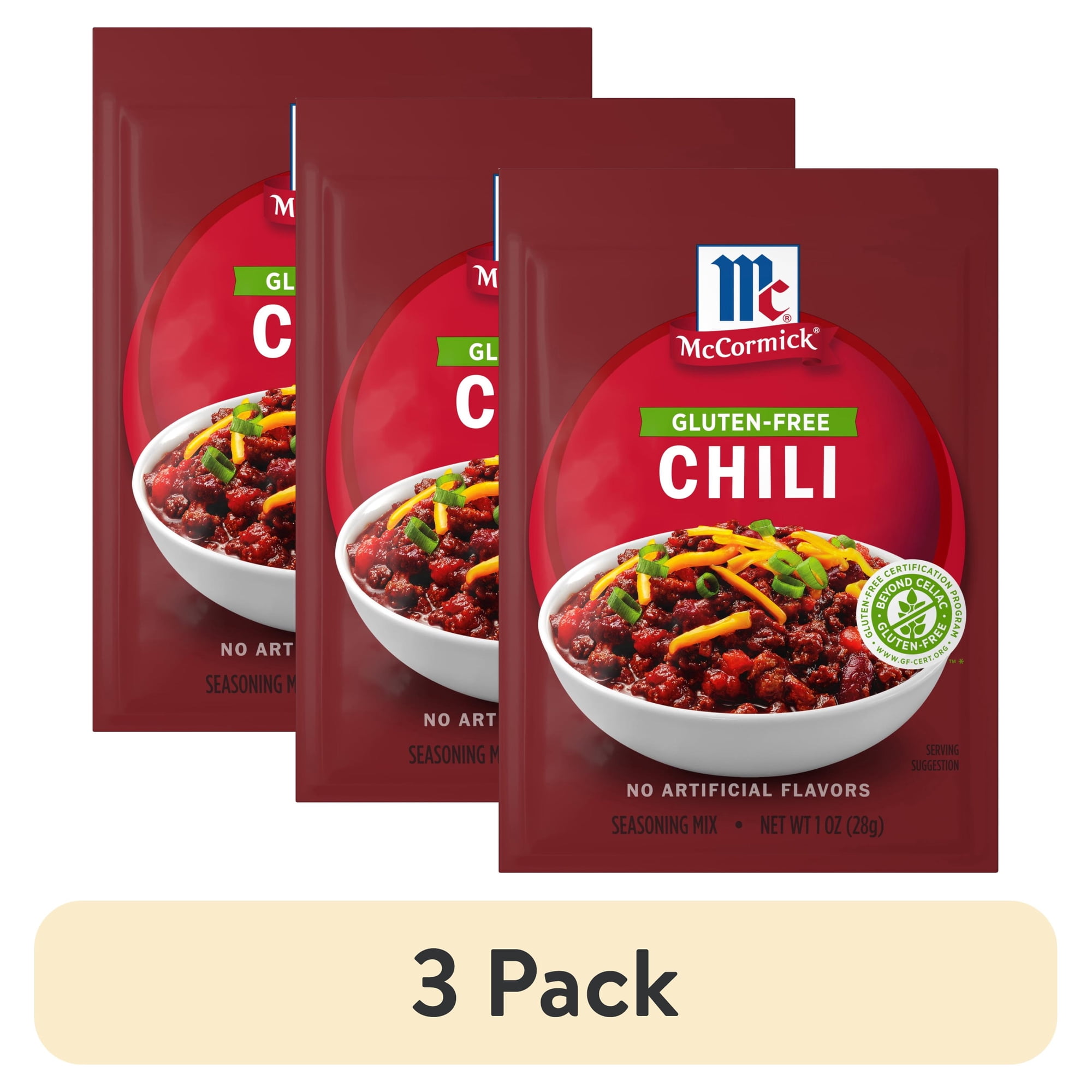 (3 pack) McCormick Gluten-Free Gluten-Free Chili Seasoning Mix 1.0 oz Packet