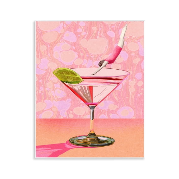 Stupell Industries Diver in Cocktail Food & Beverage Painting Unframed Art Print Wall Art, 11 x 14