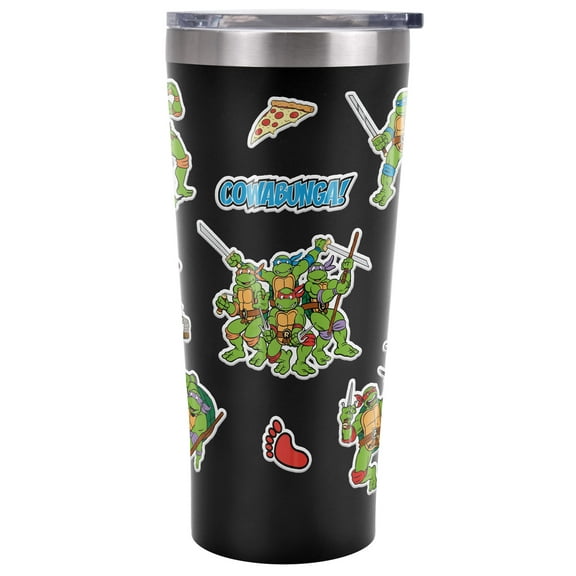 TMNT Teenage Mutant Ninja Turtles Official Turtles Sticker Collage 20 oz Travel Tumbler, Stainless Steel, Vacuum Insulated with Leak Resistant Slide-Lock Lid
