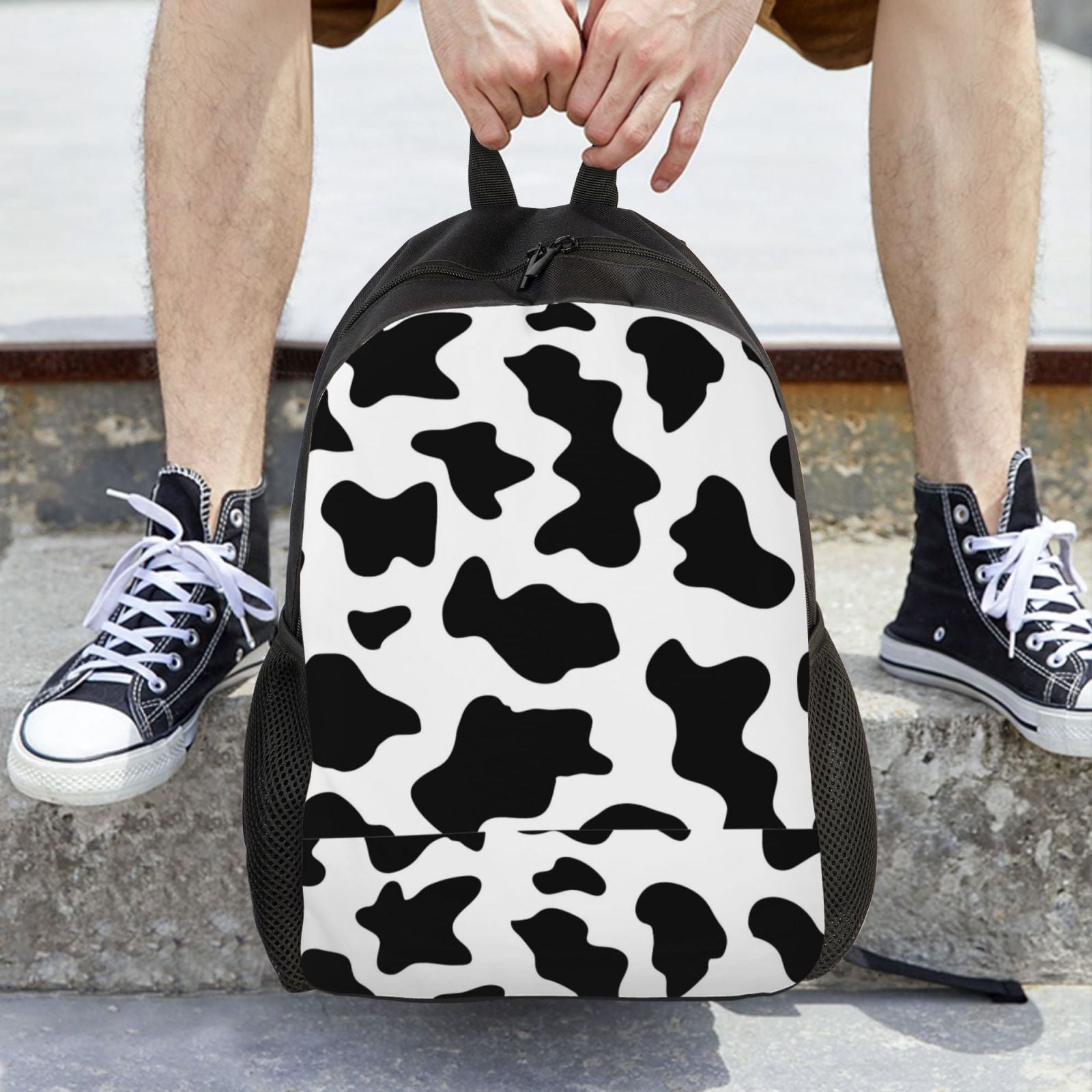 Horeoi Milk Cow Print Waterproof 600D Oxford Laptop Backpack for School Travel Work - Lightweight Durable Bag with Adjustable Straps