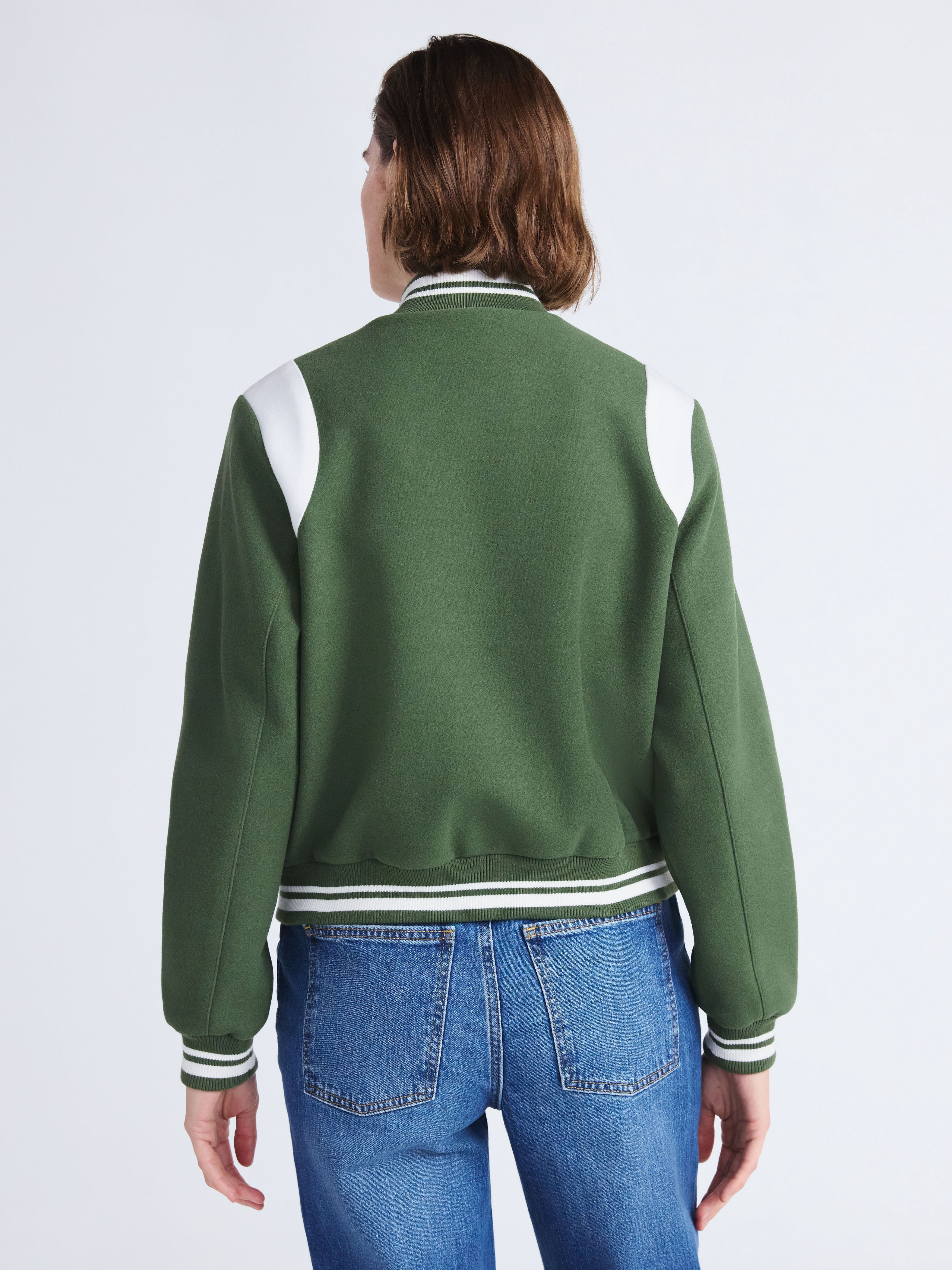 Free Assembly Women's and Women's Plus Faux Wool Varsity Jacket, Sizes XS-4X