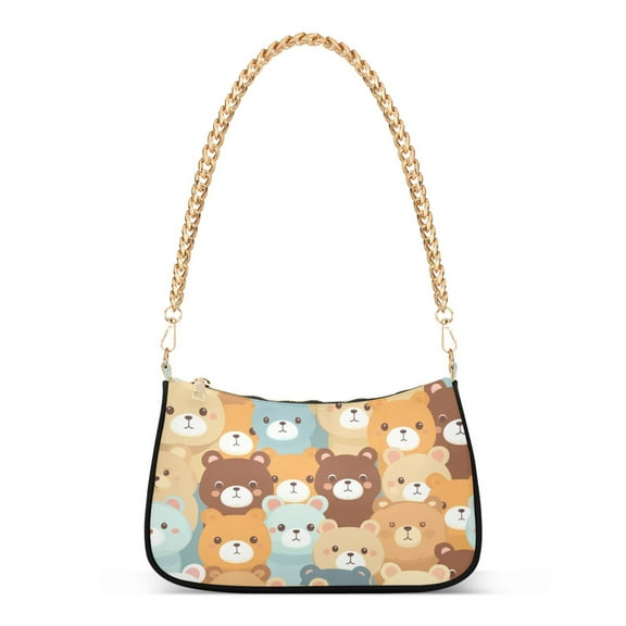Ryvnso Cute Bears Womens Chain Shoulder Bag Tote Handbags Clutch Hobo Purse with Zipper for Travel